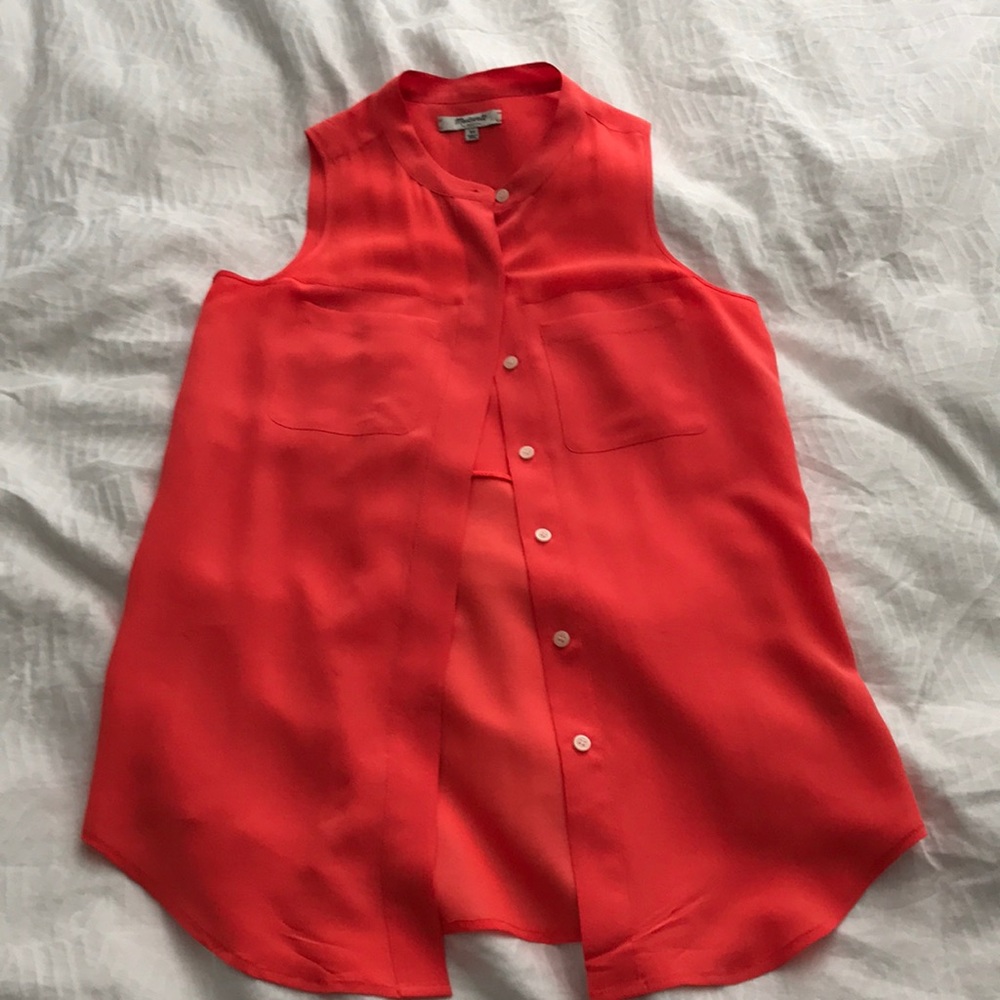 Madewell Tangerine Silk Blouse